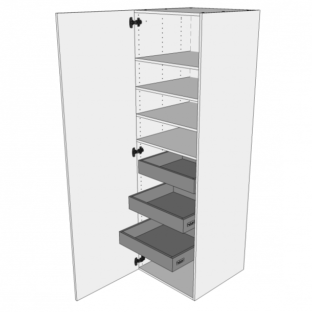 Indbygningsskab til ovn 60 cm med 3 hylder, lge og 2 skuffer - deludtrk