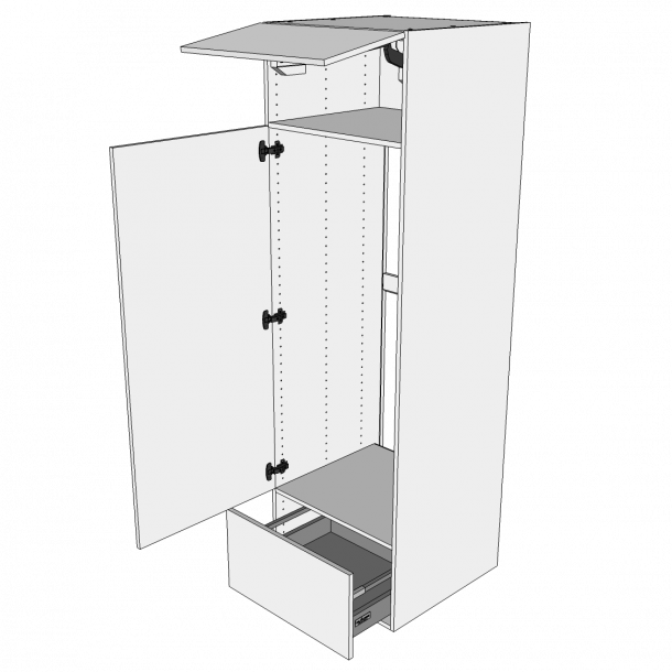 Garderobeskab 40 cm med 3 hylder, 3 skuffer og lge