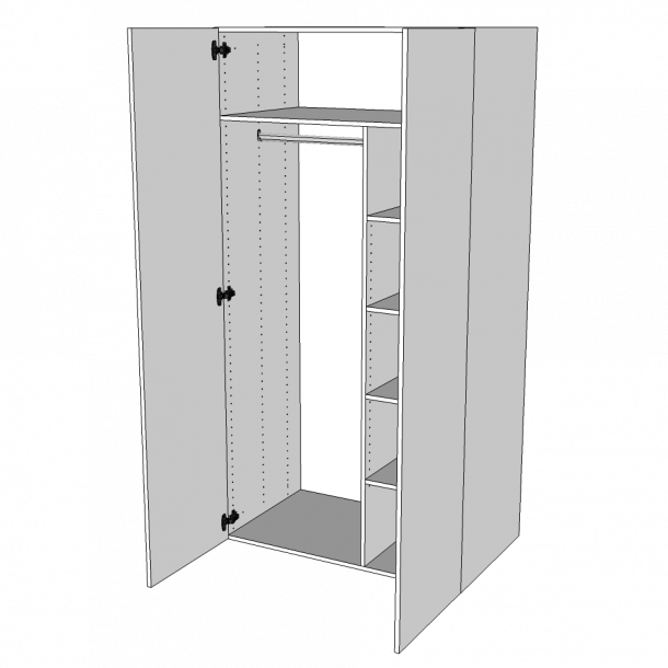 Combiskab 80 cm med 4 hylder, Bjlestang og 2 lger