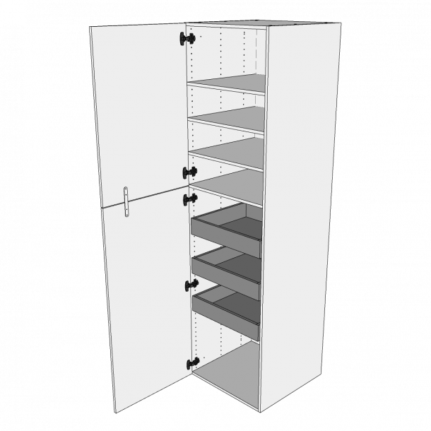 XL Linnedskab 50 cm med 4 hylder, 3 bakker og to-delt lge - deludtrk