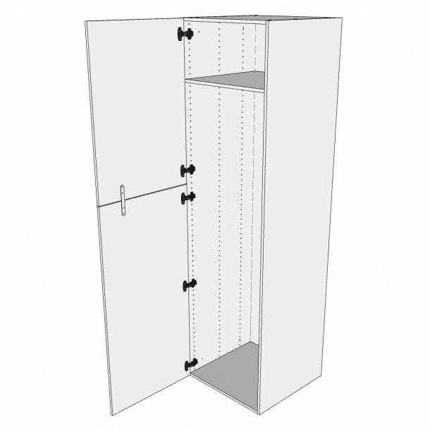 Garderobeskab 80 cm med 3 hylder, 3 skuffer og 2 lger