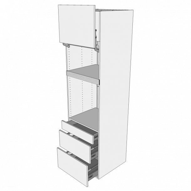 XL Indbygningsskab 60 cm til ovn/microovn med toplge, microlge, 3 hylder og 2 skuffer - deludtrk