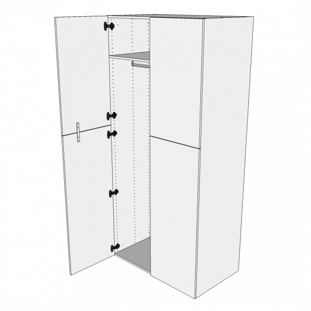 XL Bjleskab 80 cm med hylde, Bjlestang og 2 to-delte lger